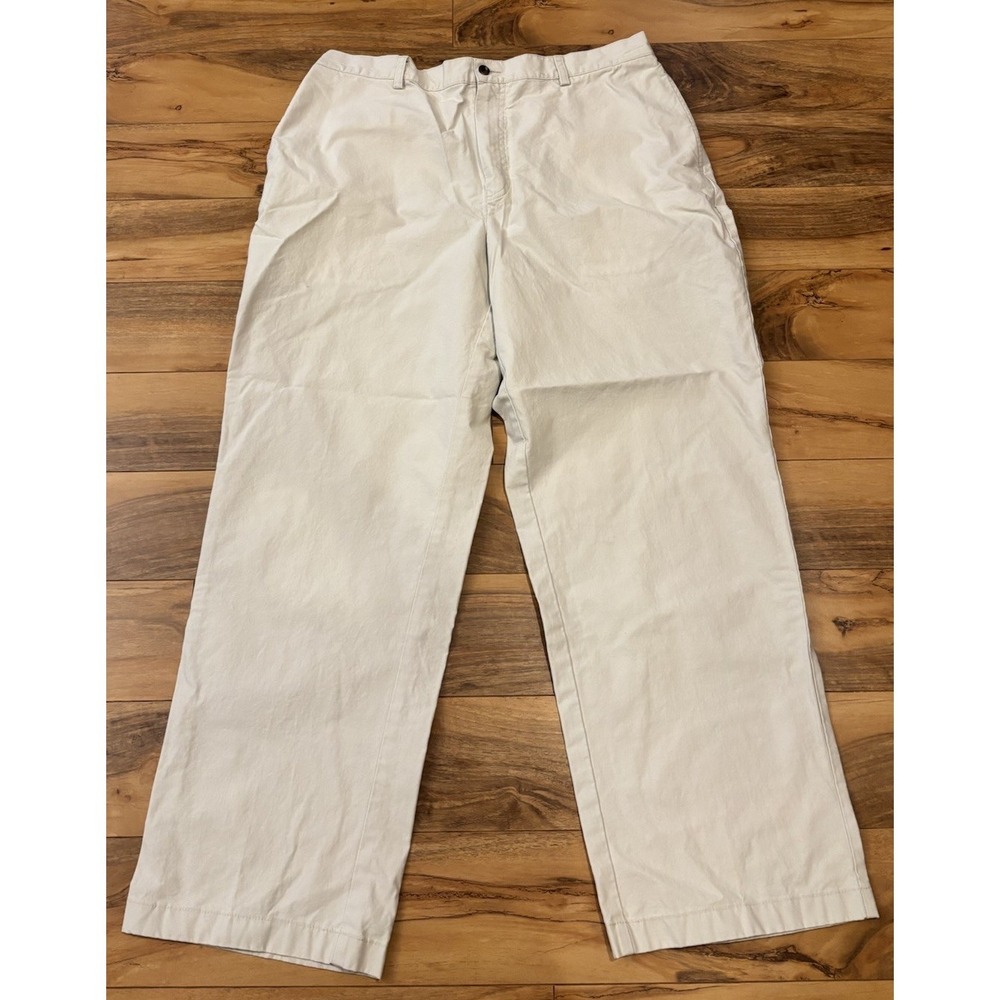 LL Bean Men 38x28 Beige Tropic Weight Cotton Cargo Pants Elastic Inset Waist